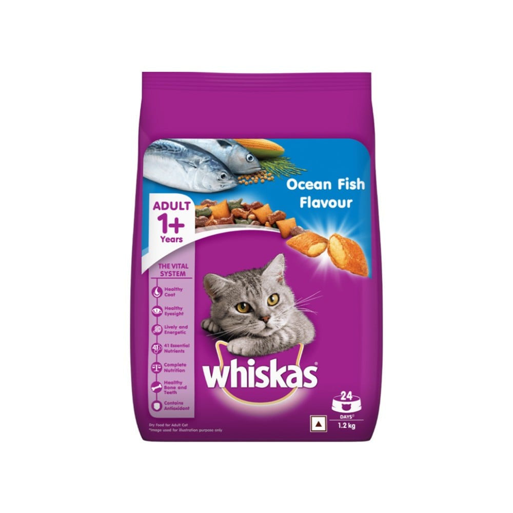 Whiskas Adult Dry Cat Food -Ocean Fish Flavour (1+ Years) : 1.2 kg