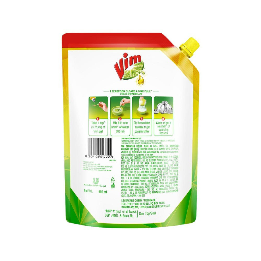 Vim Lemon Dishwash Gel : 900 ml