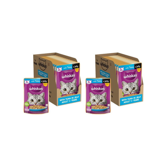 Whiskas Adult Wet Cat Food -Tuna in Jelly (1+ Years) - Pack of 2 : 2 x 14 x 80 g
