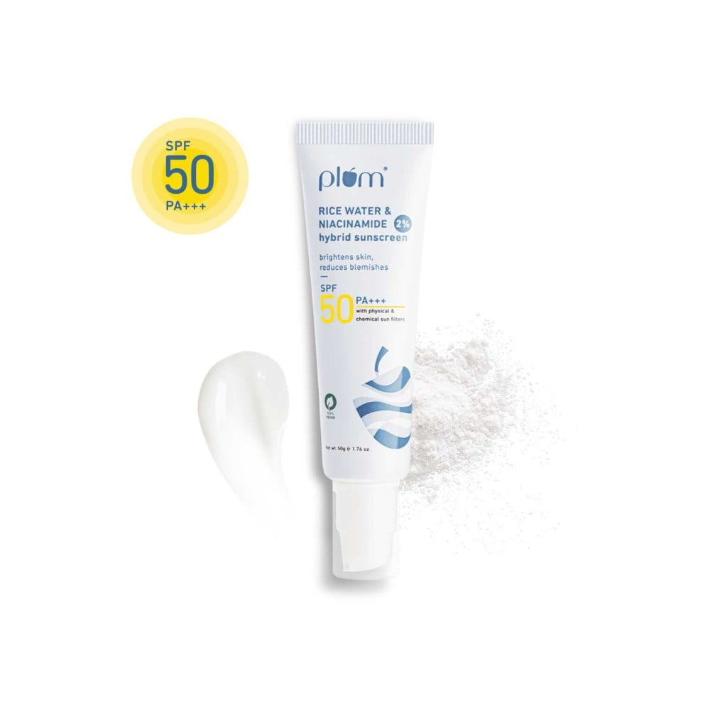 Plum Rice Water & Niacinamide Hybrid Sunscreen (SPF 50, PA +++) : 50 g