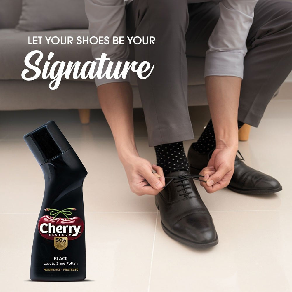 Cherry Blossom Black Liquid Shoe Polish + Black Handy Shoe Shiner + Black Wax Shoe Polish Combo : 75 ml + 1 unit + 40 g