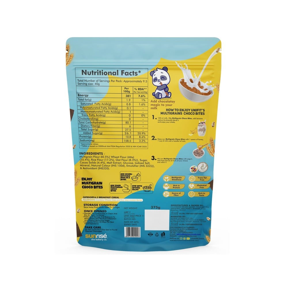 Unifit Multigrain Choco Bites Kids Cereal : 375 g