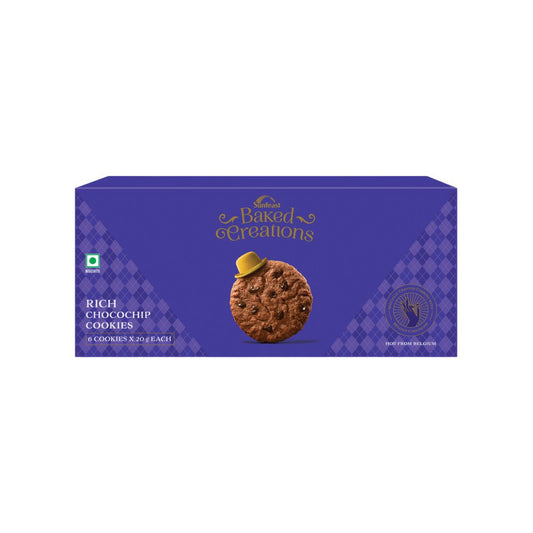 Sunfeast Baked Creations Rich Choco Chip Cookies : 6 x 20 g