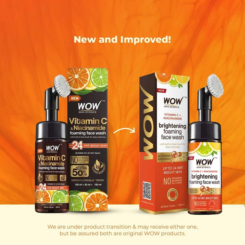 Wow Skin Science Brightening Vitamin C Foaming Face Wash 150 ml - Pack of 2 : 2 x 150 ml