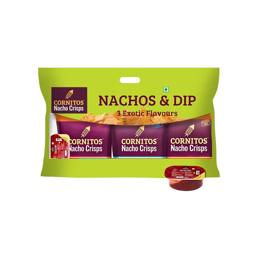 Cornitos Nachos Crisps & Dip Combo : 3 x 30 g + 1 unit