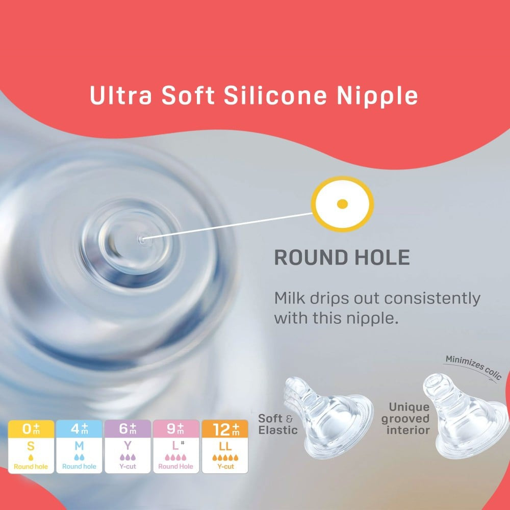 Pigeon Flexible PP Feeding Bottle (0+ months) (Blue & White) : 2 x 120 ml