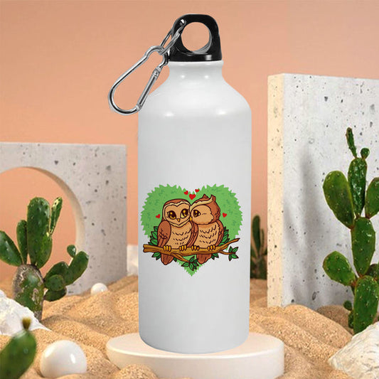 Lovable Owl Couple: Printed Sipper Bottle | 600ml