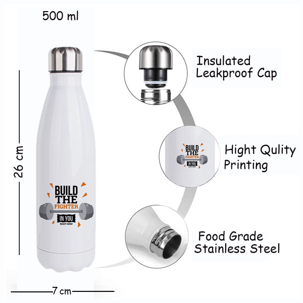 Build The Fighter In You: Printed Stainless Steel Bottle | 500ml