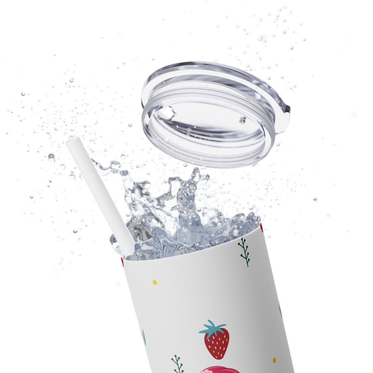 Strawberry Shortcake Surfing Printed Skinny Tumbler with Straw, 20oz