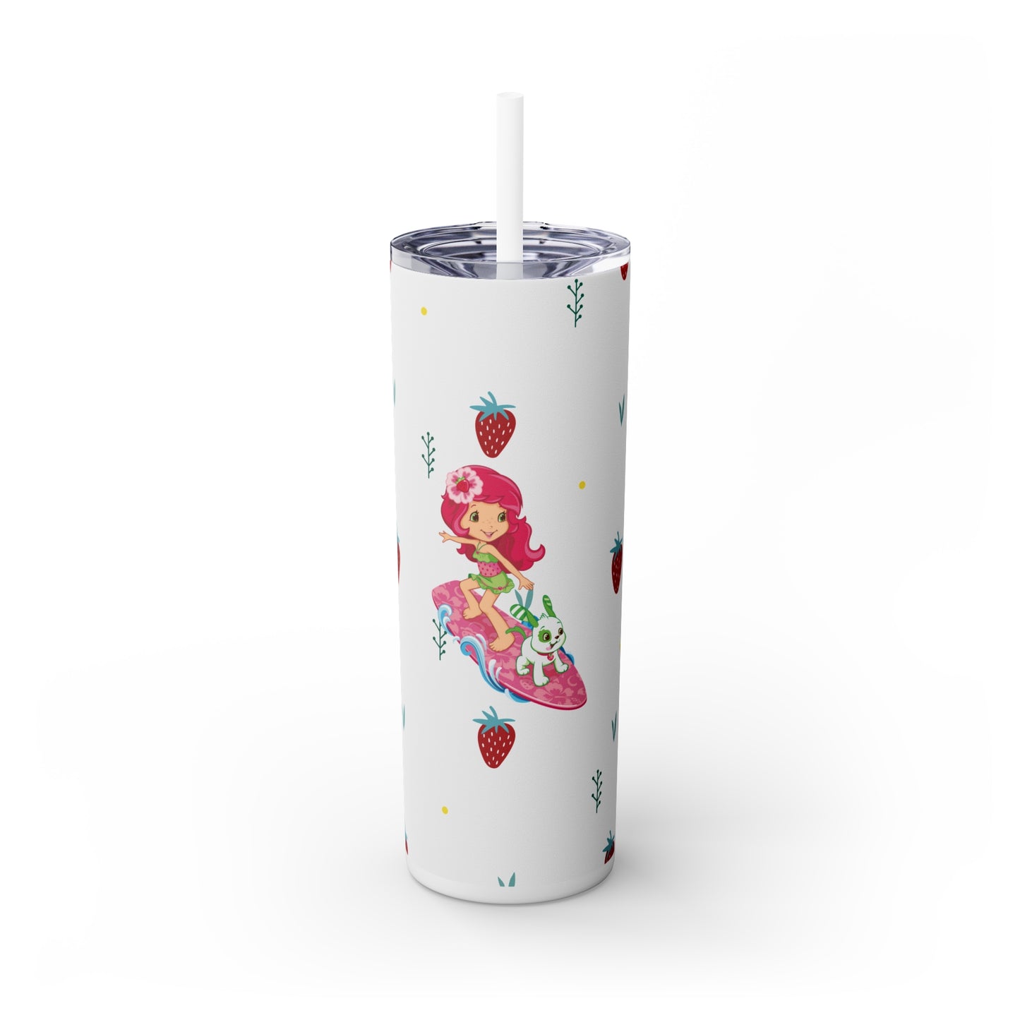 Strawberry Shortcake Surfing Printed Skinny Tumbler with Straw, 20oz