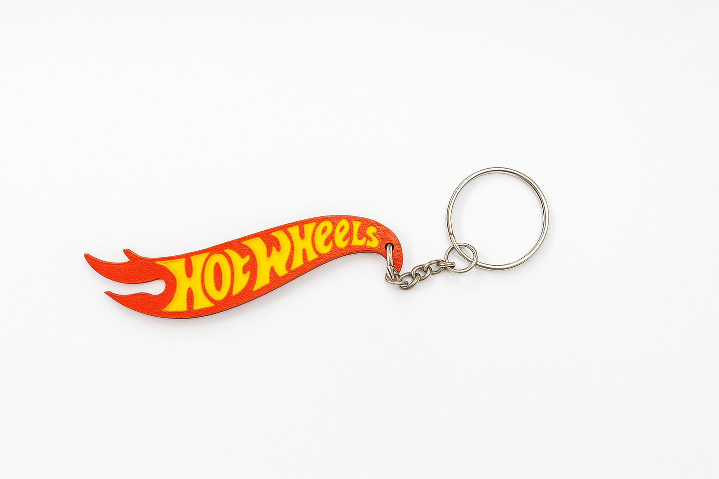 Hot Wheels Flame Logo Keychain – Red & Yellow Design - 3D Printed