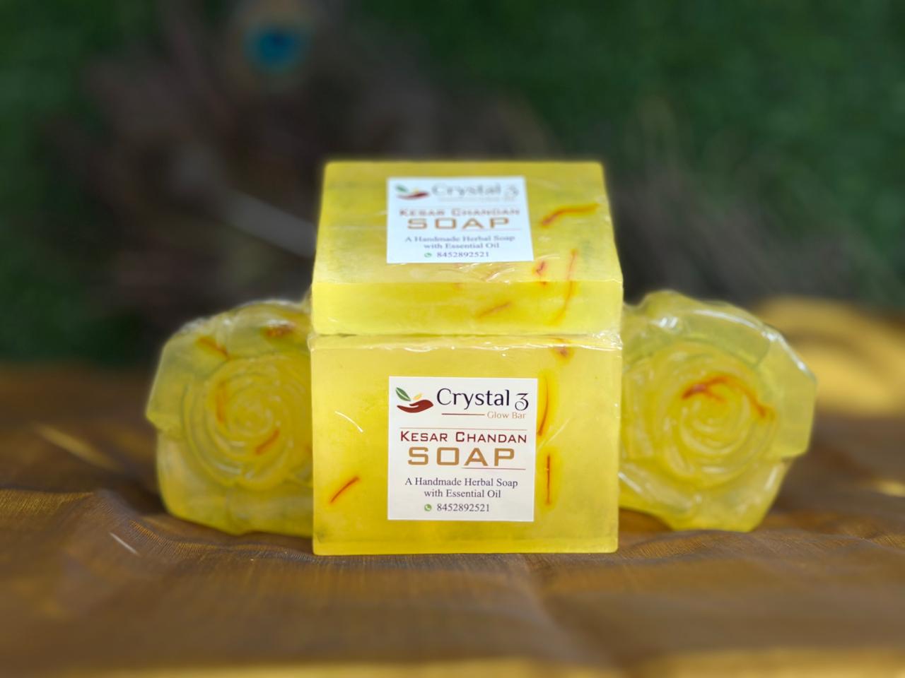 Kesar Chandan Soap – Crystal z Glow Bar (90–100 g)