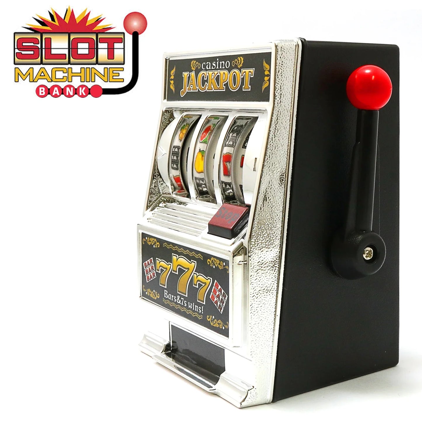 Casino Machine Piggy Bank - Silver Slot Machine Money Safe Box