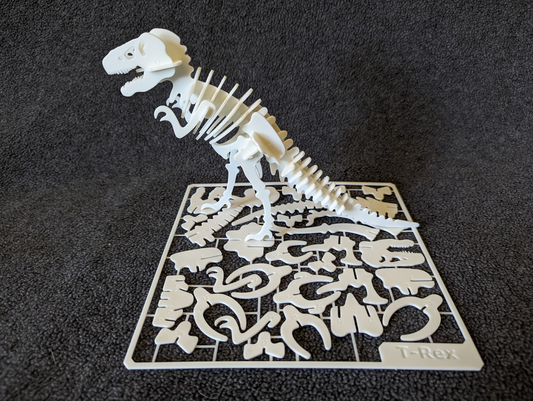 T-Rex Skeleton Kit – Buildable Dinosaur Model (PLA Material, 200×150 mm Card Size)