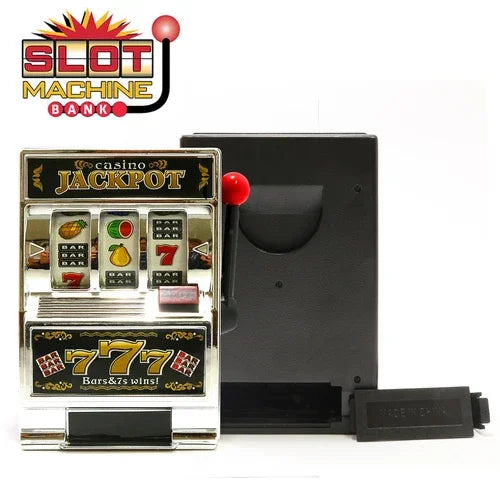 Casino Machine Piggy Bank - Silver Slot Machine Money Safe Box