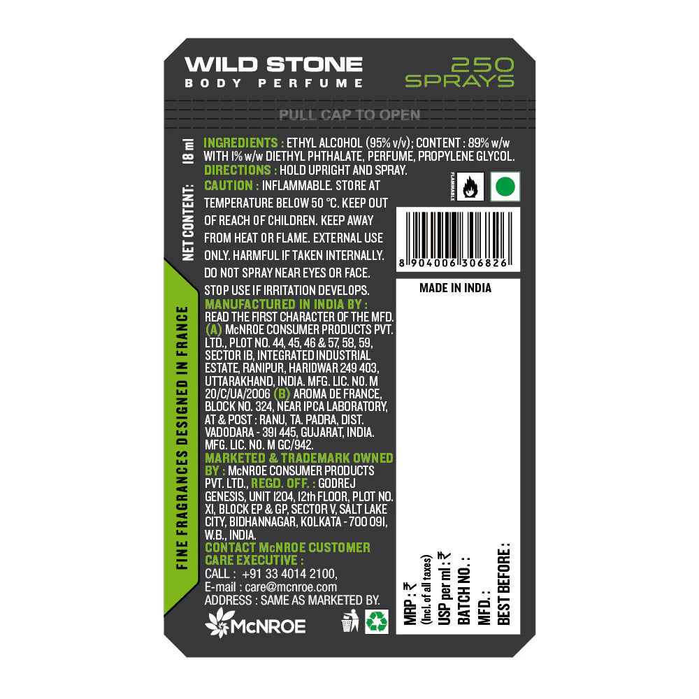 Wild Stone Move Fresh Pocket Body Perfume, 18ml