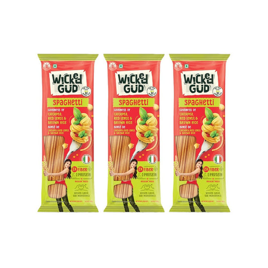 WickedGud Spaghetti (Durum Wheat, Red Lentil & Chickpea) - Pack of 3 : 3 x 400 g