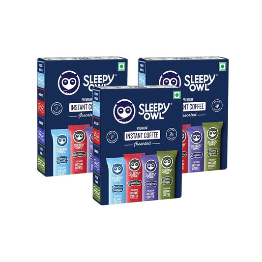 Sleepy Owl Assorted Pack of 10 Instant Coffee Travel Pack - Pack of 3 : 3 x 1 pack (10 x 2 g)
