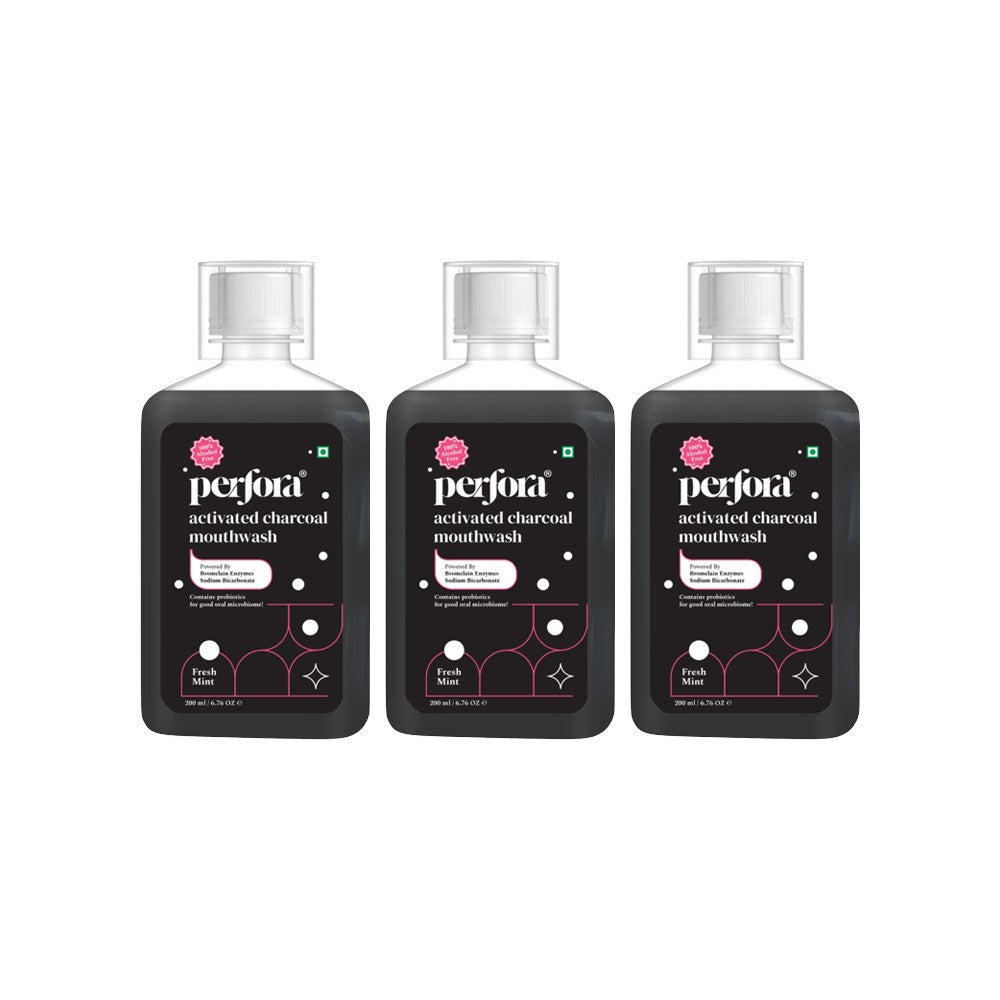 Perfora Activated Charcoal Mouthwash (Fresh Mint) - Pack of 3 : 3 x 200 ml