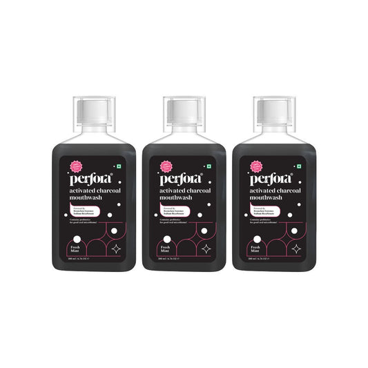 Perfora Activated Charcoal Mouthwash (Fresh Mint) - Pack of 3 : 3 x 200 ml