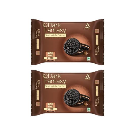Sunfeast Dark Fantasy Choco Creme Center Filled Biscuits (3 x 83 g) - Pack of 2