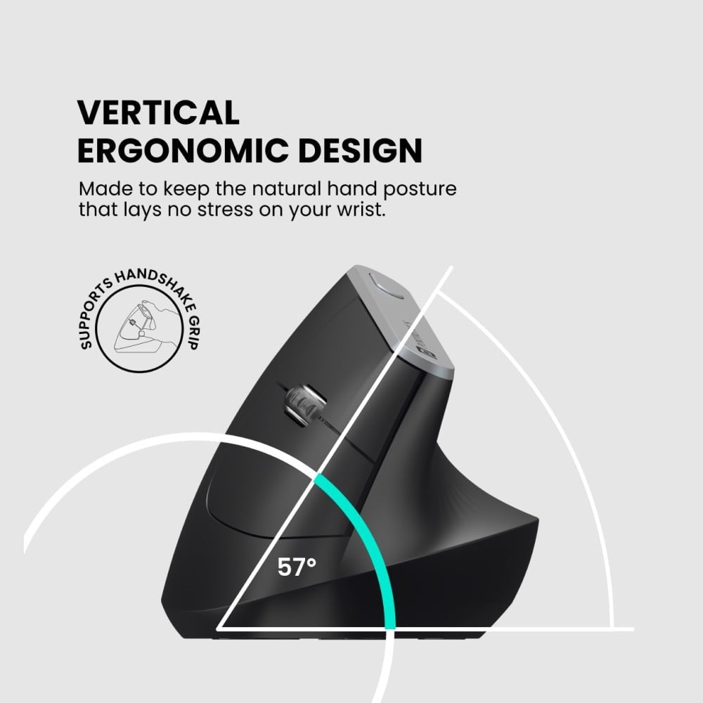 Portronics Toad Ergo Vertical Wireless Mouse (Black) : 1 unit