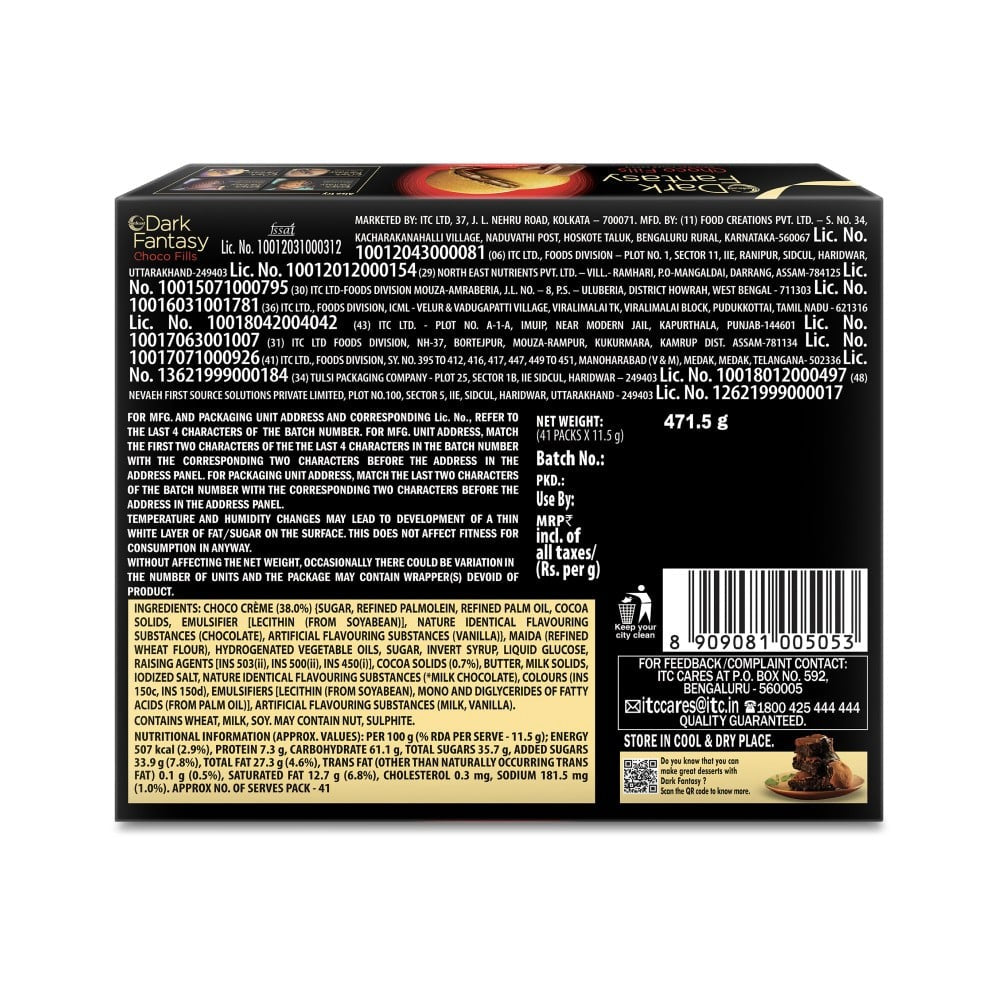 Sunfeast Dark Fantasy Biscuit - Choco Fills Cookies : 471.5 g (41 pieces)