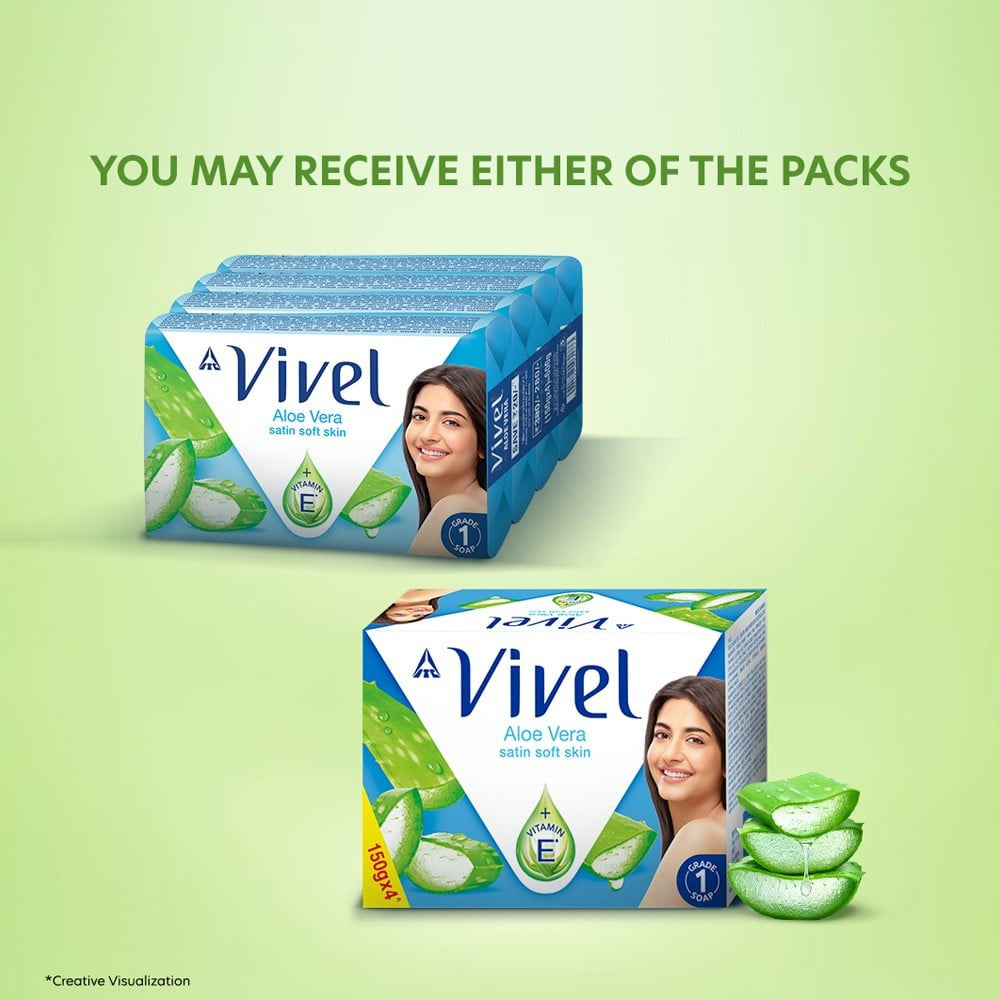Vivel Aloe Vera Bathing Soap - Pack of 4 : 4 x 150 g