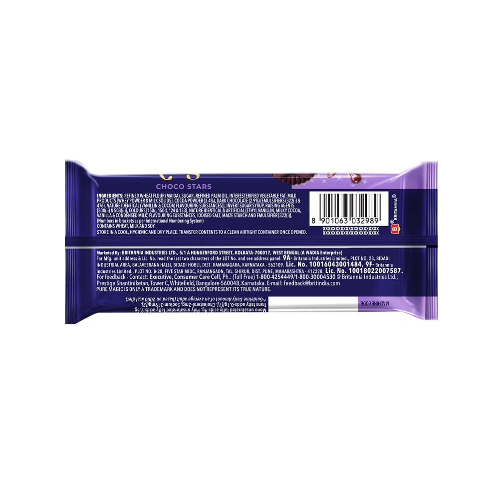 Britannia Pure Magic Choco Stars Chunky Chocolate Topped Cookies - Pack of 2 : 2 x 68.9 g