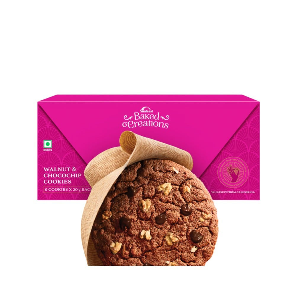 Sunfeast Baked Creations Walnut & Choco Chip Cookies : 6 x 20 g