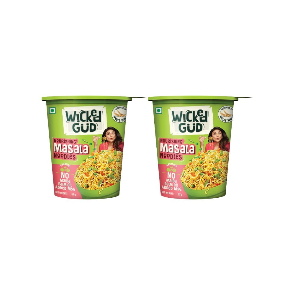 WickedGud Nourishing Masala Cup Noodles - Pack of 2 : 2 x 67 g