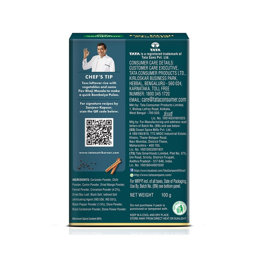 Tata Sampann Pav Bhaji Masala with Natural Oils : 100 g