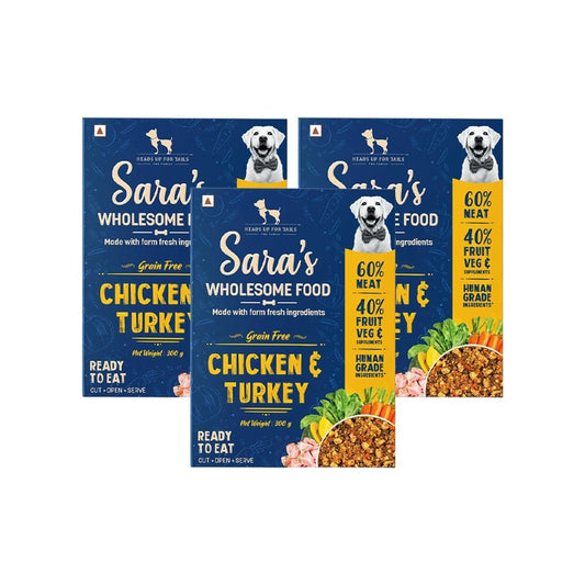 HUFT Sara's Wholesome Chicken & Turkey Dog Food - Pack of 3 : 3 x 300 g
