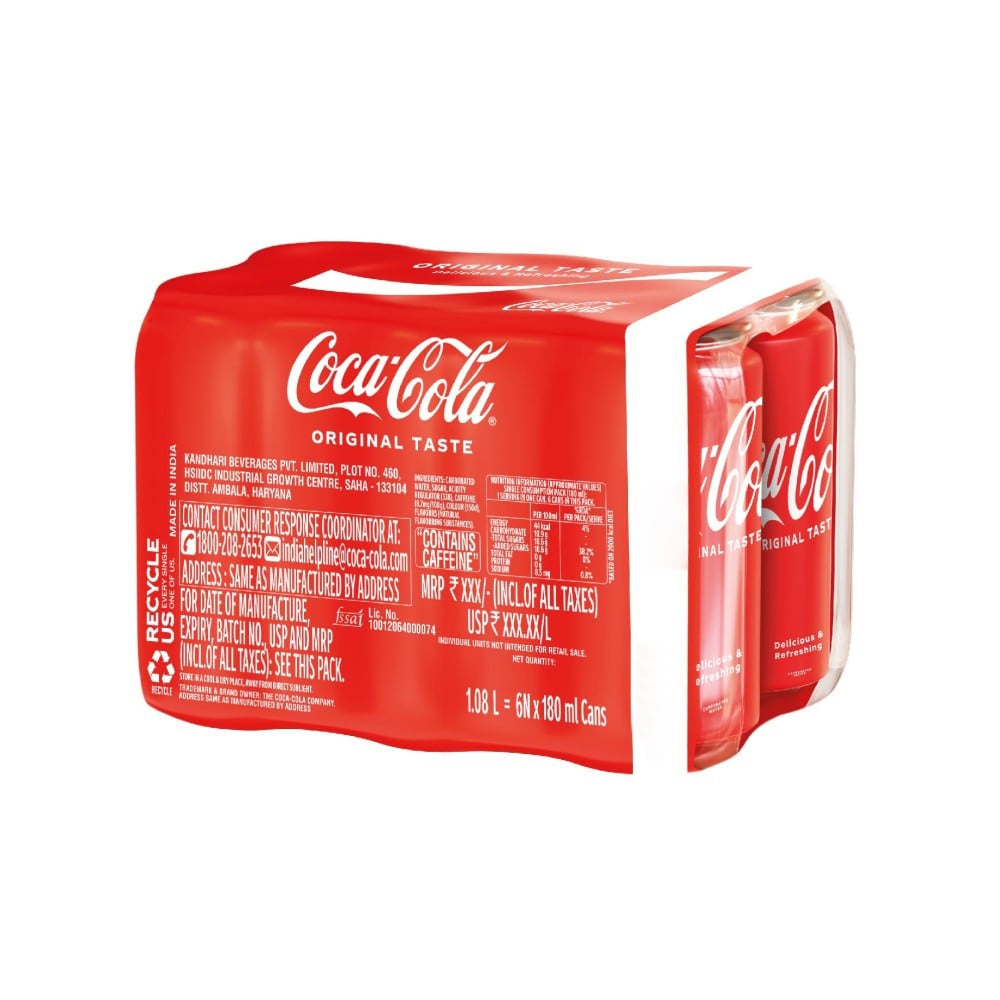 Coca-Cola Original Taste Soft Drink : 1 pack (6 x 180 ml)