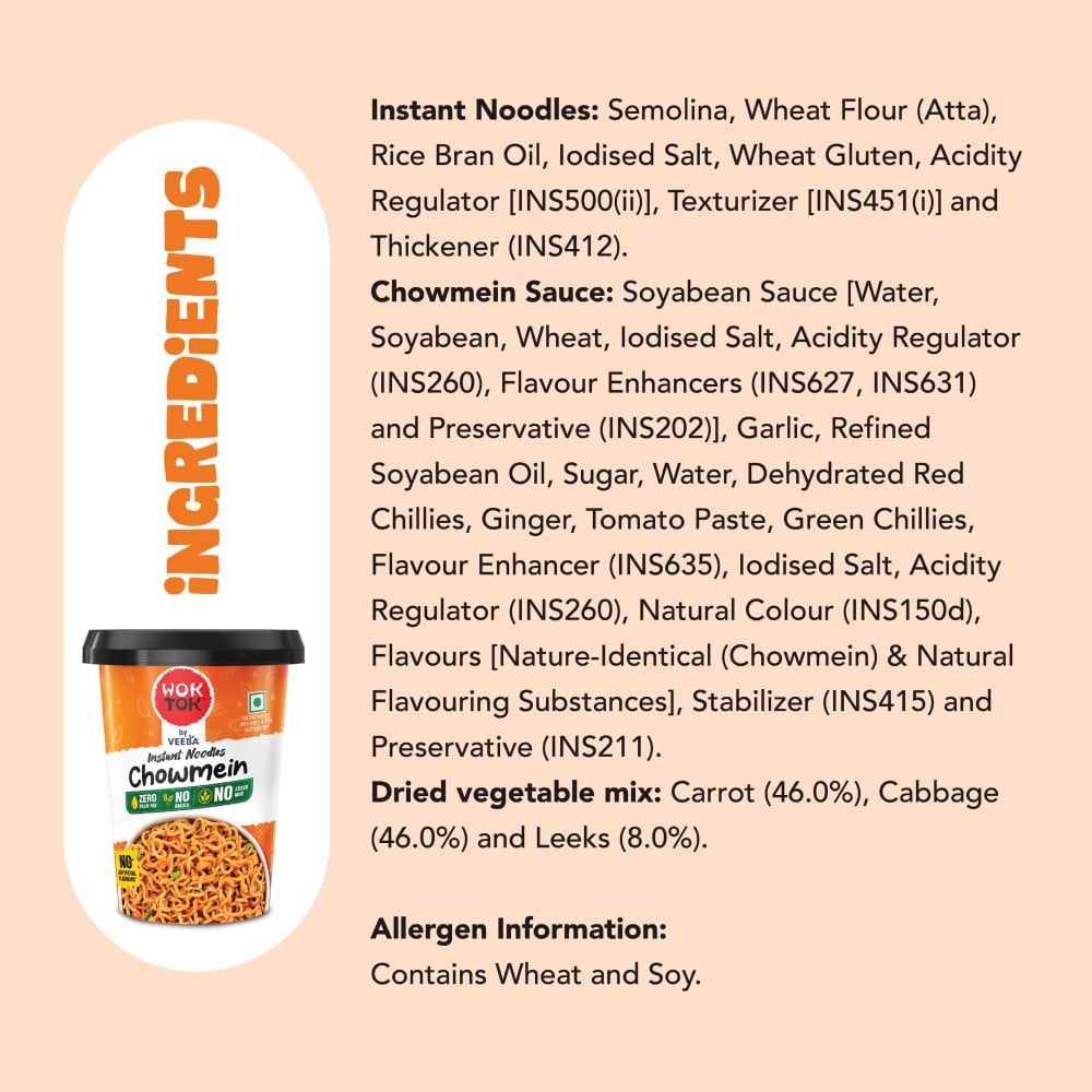 Wok Tok by Veeba Chowmein Instant Cup Noodles : 92.5 g