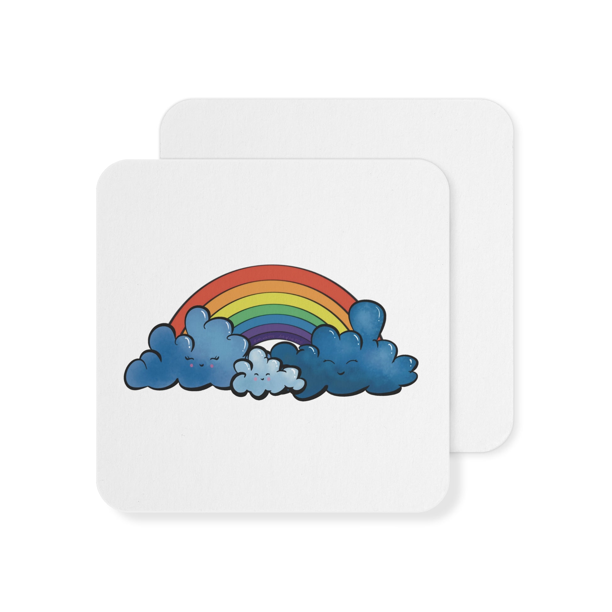 Happy Clouds with Rainbow: Printed Coaster Set (Set of 4) - Prithvi Enterprises