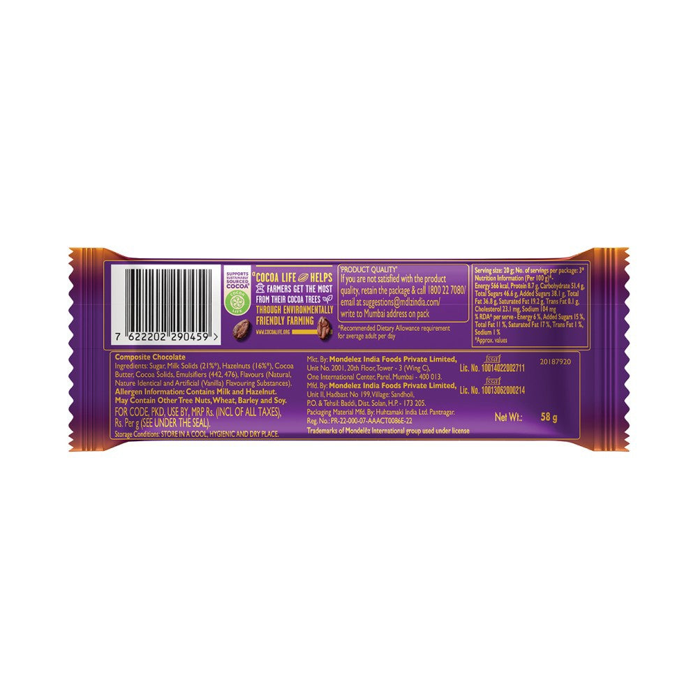 Cadbury Dairy Milk Silk Hazelnut Flavoured Chocolate Bar : 58 g