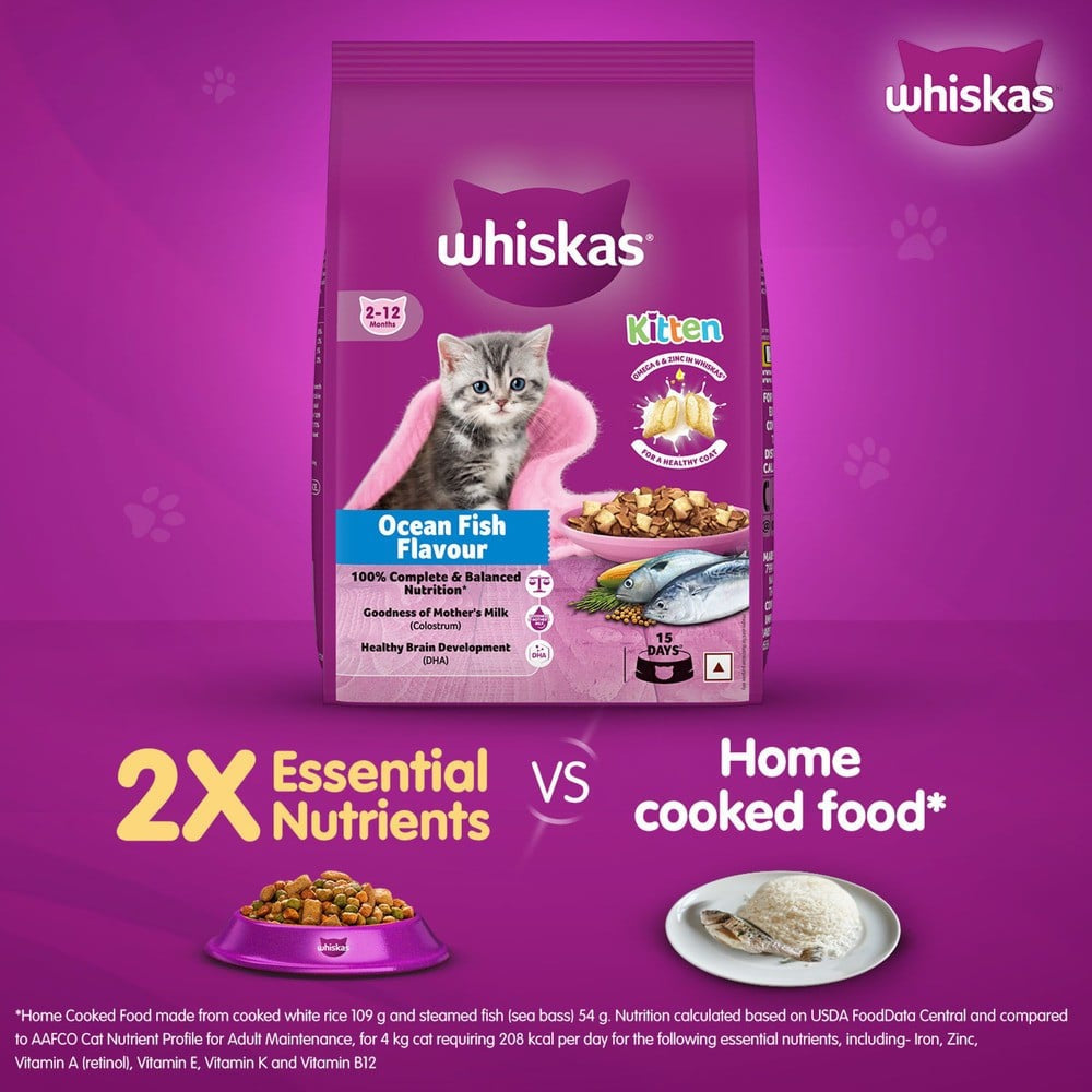 Whiskas Dry Kitten Food -Ocean Fish Flavour (2-12 months) : 1.1 kg