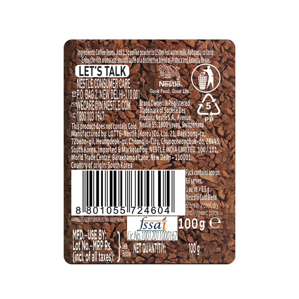 Nescafe Gold Premium Freeze Dried Instant Coffee : 90 g
