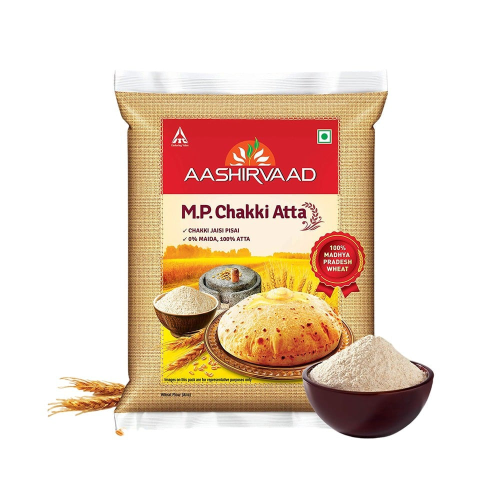Aashirvaad 0% Maida, 100 % M.P. Chakki Atta : 5 kg