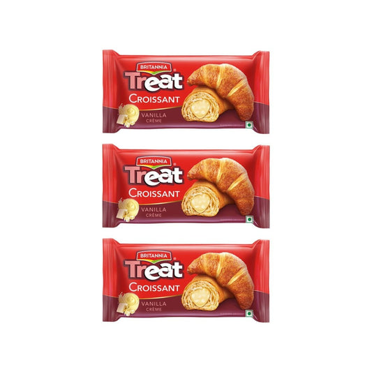 Britannia Treat Croissant with Vanilla Creme Filling - Pack of 3 : 3 x 45 g