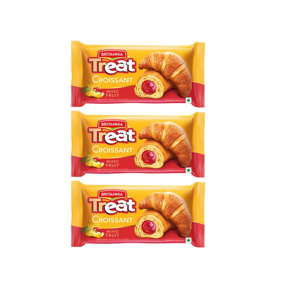 Britannia Treat Croissant with Mixed Fruit Creme Filling - Pack of 3 : 3 x 47 g