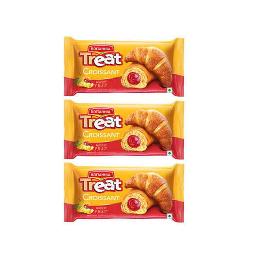 Britannia Treat Croissant with Mixed Fruit Creme Filling - Pack of 3 : 3 x 47 g