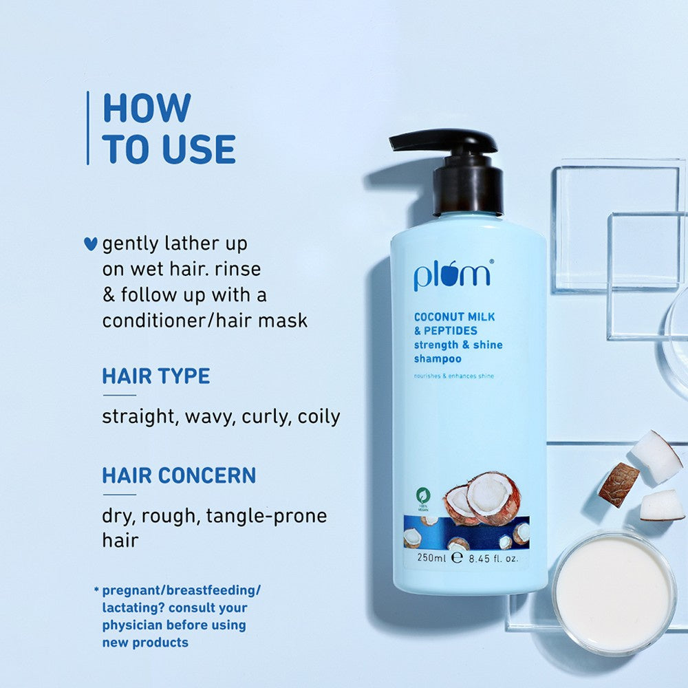Plum Coconut Milk & Peptides Strength & Shine Shampoo : 250 ml
