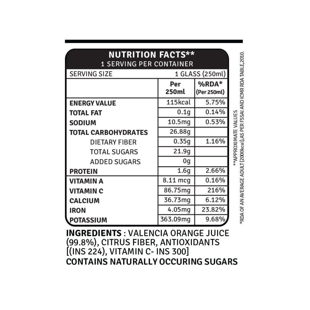 Raw Pressery Valencia Orange Juice : 250 ml