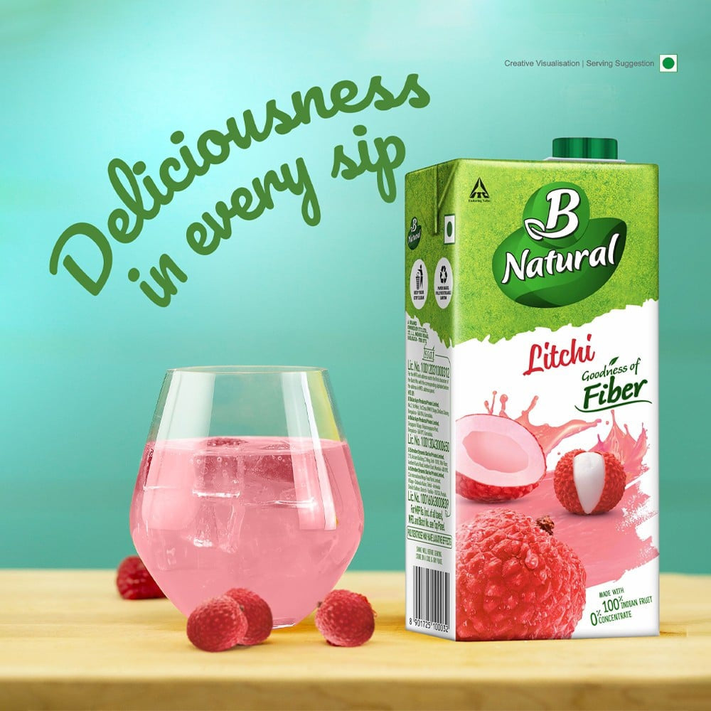 B Natural Litchi Juice : 1 ltr