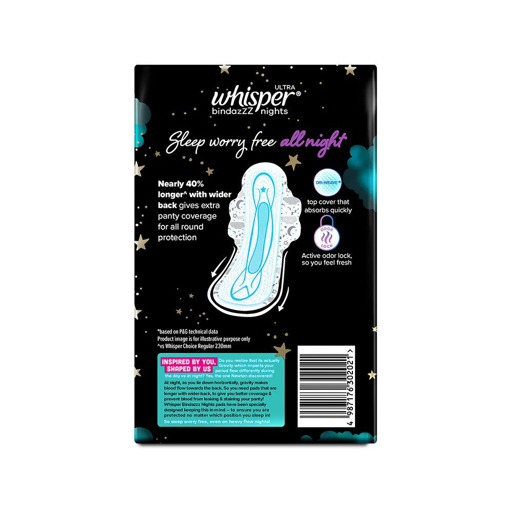 Whisper Ultra Bindaz Nights Sanitary Pads : 44 pieces