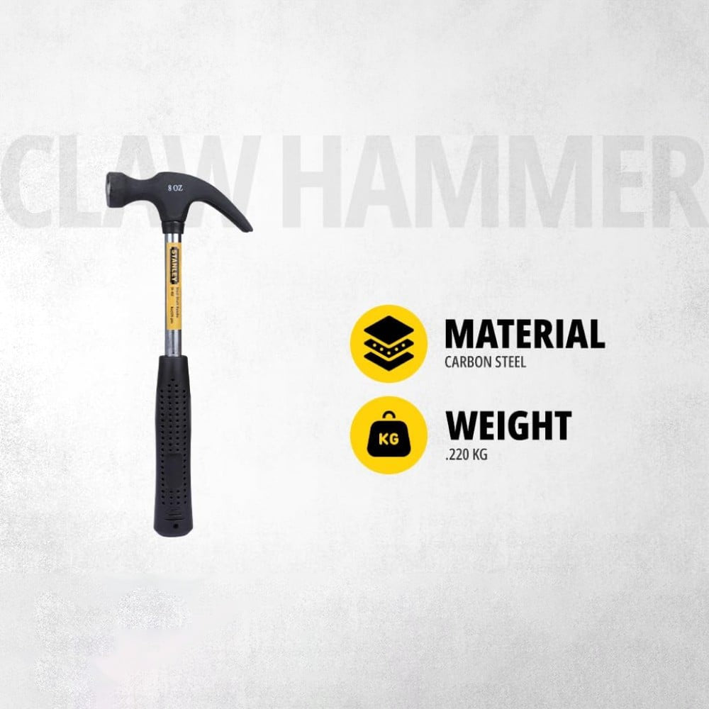STANLEY Claw Hammer with Steel Shaft : 1 unit