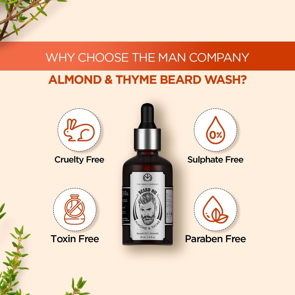 The Man Company Almond & Thyme Growth Beard Oil : 30 ml