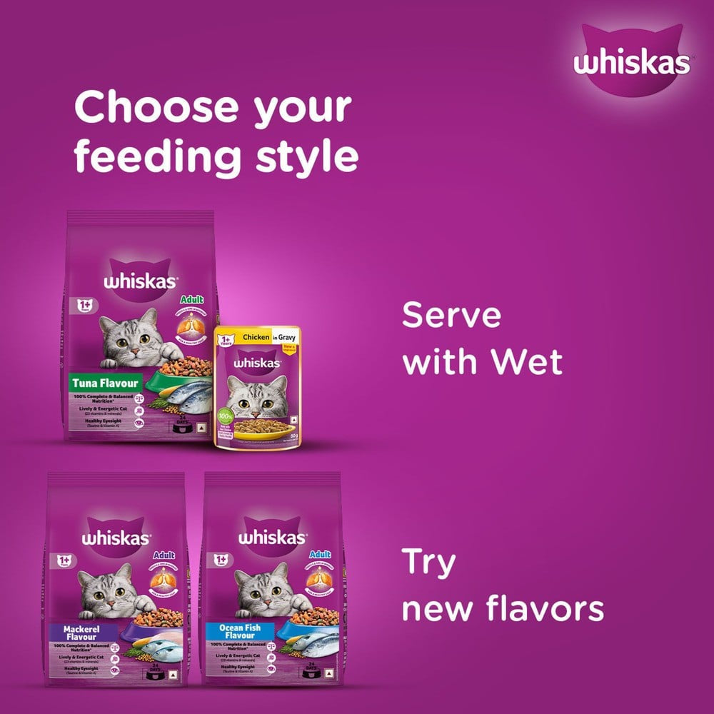 Whiskas Adult Dry Cat Food -Tuna Flavour (1+ Years) - Pack of 2 : 2 x 3 kg